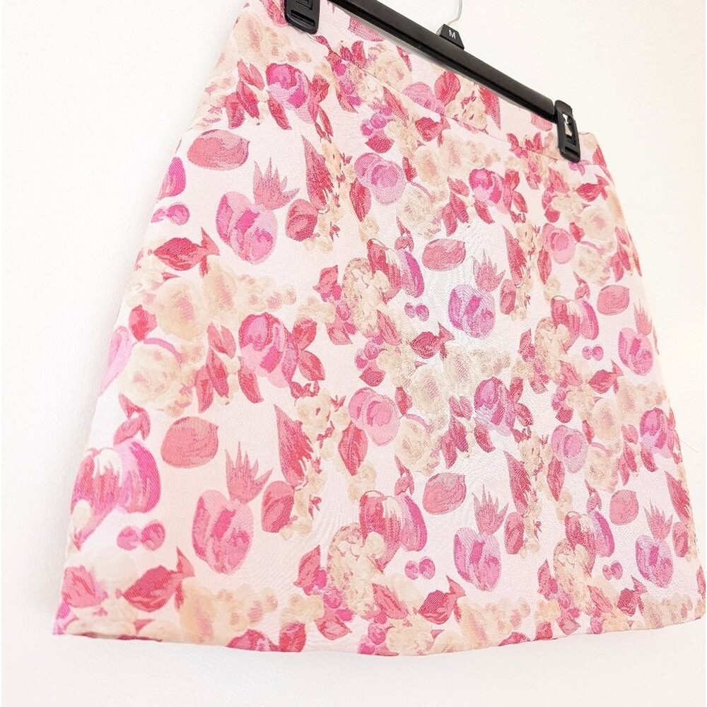 THML Rose brocade metalic shine pink skirt size Small - Picture 2 of 6